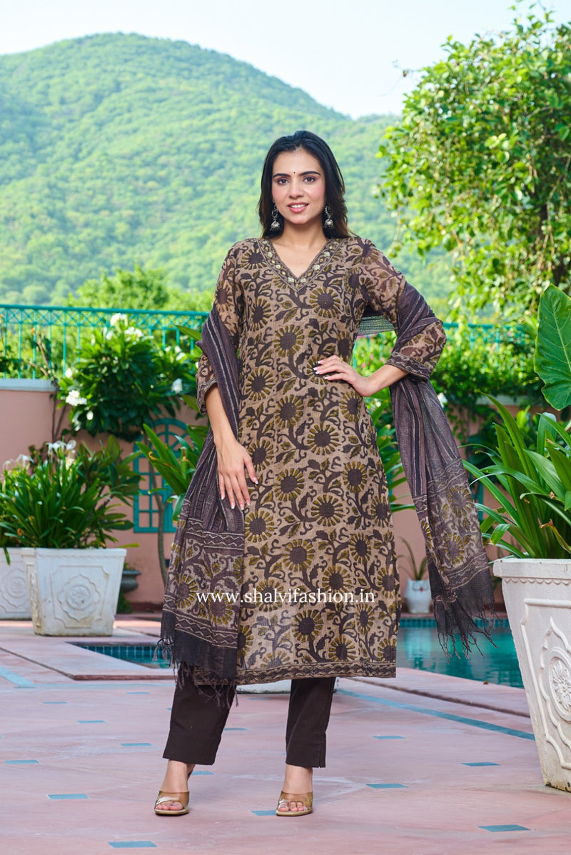 Ajrak Print Kota Doria Suit Set (CSS244)