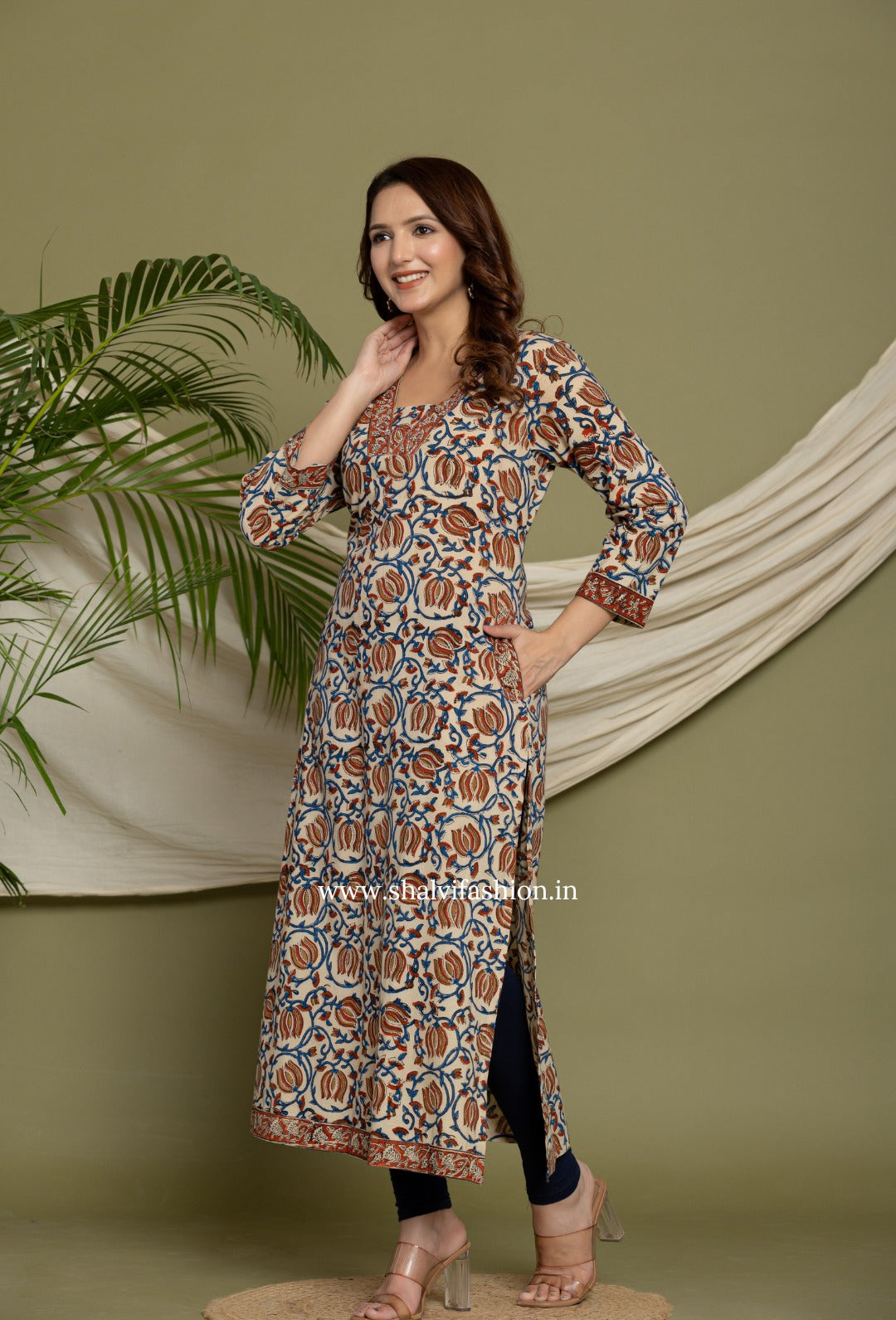 Shop block print cotton kurtis online shopping (CSS254)