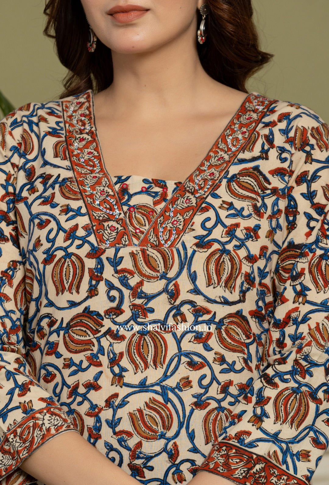 Shop block print cotton kurtis online shopping (CSS254)