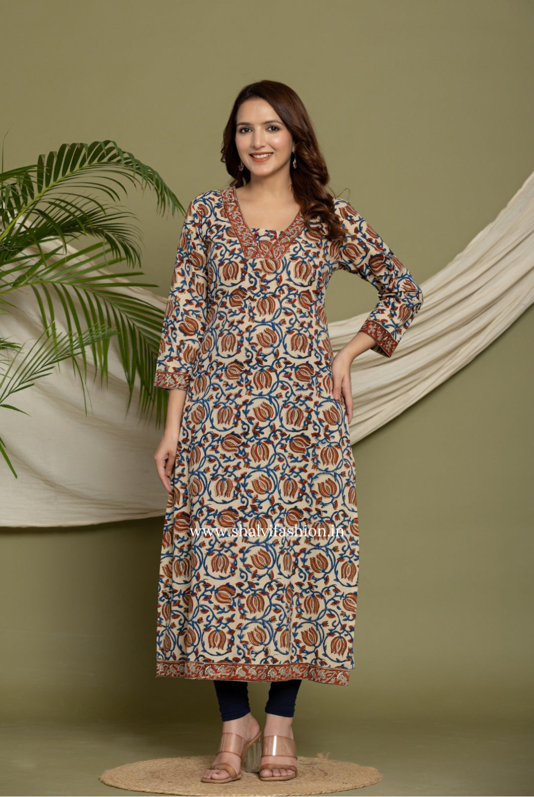 Shop block print cotton kurtis online shopping (CSS254)