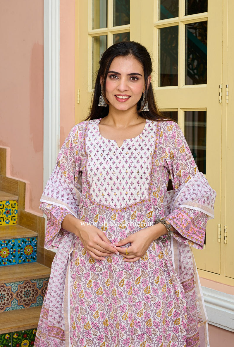 Shop hand block print cotton suit sets online (CSS261)