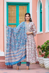 Exclusive Hand Block Print Chanderi Silk Suit Set (CSS264)