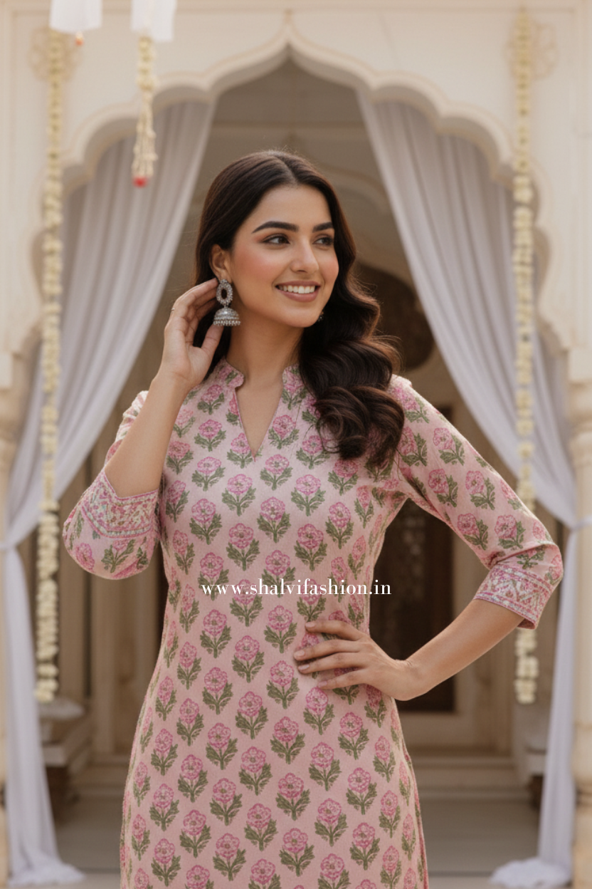 Shop jaipuri printed cotton suits with kota doria dupatta (CSS286)