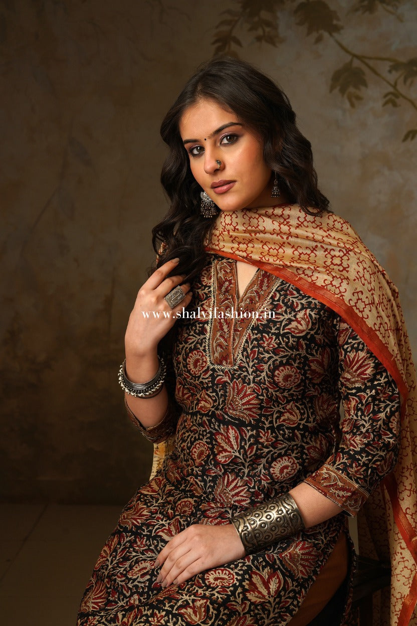 Shop jaipuri bagru print chanderi silk suits online (CSS296)