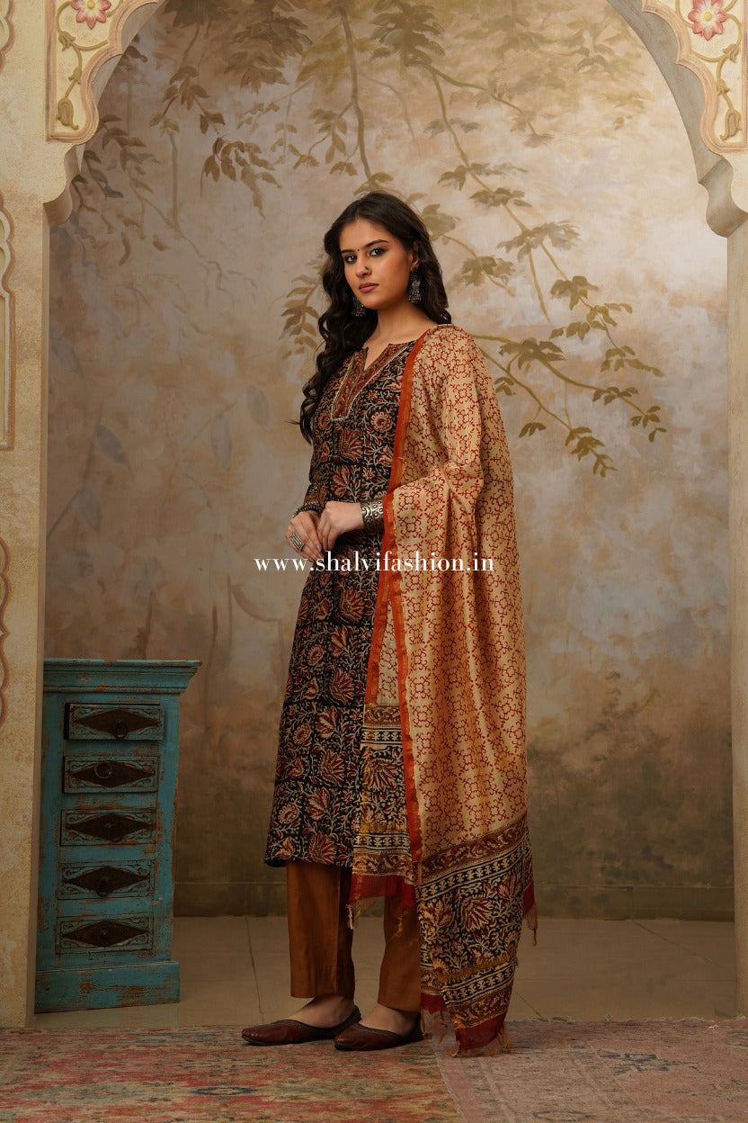 Shop jaipuri bagru print chanderi silk suits online (CSS296)