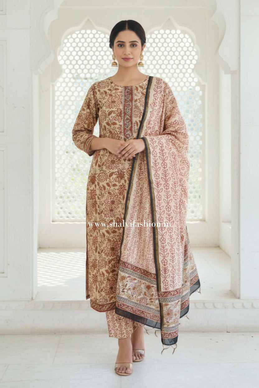Shop block print chanderi silk suits (CSS310)