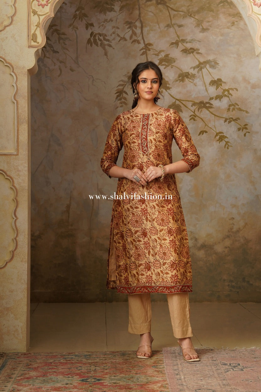 Shop block print chanderi silk suits (CSS310)