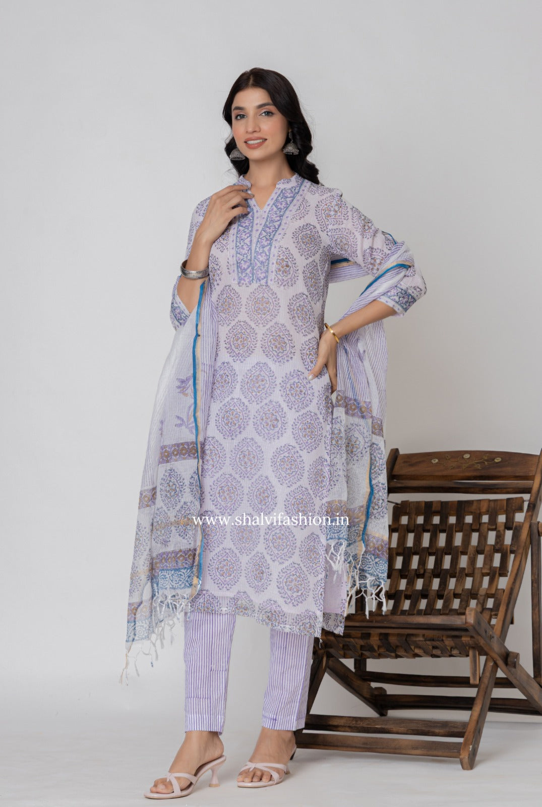 Shop hand block printed kota doria suits online (CSS318)