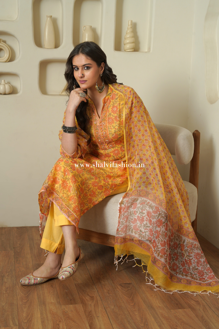 Shop hand block print kota doria suits (CSS394)