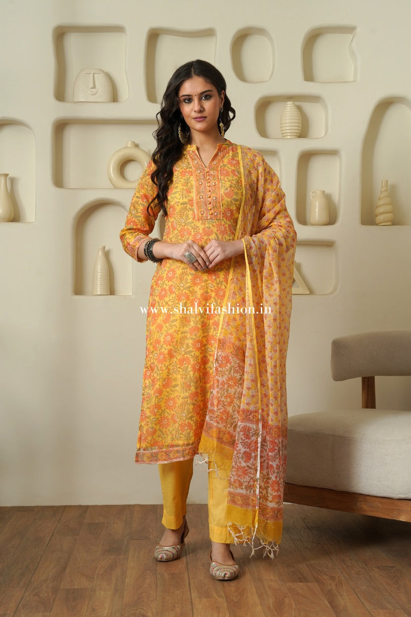Shop hand block print kota doria suits (CSS394)