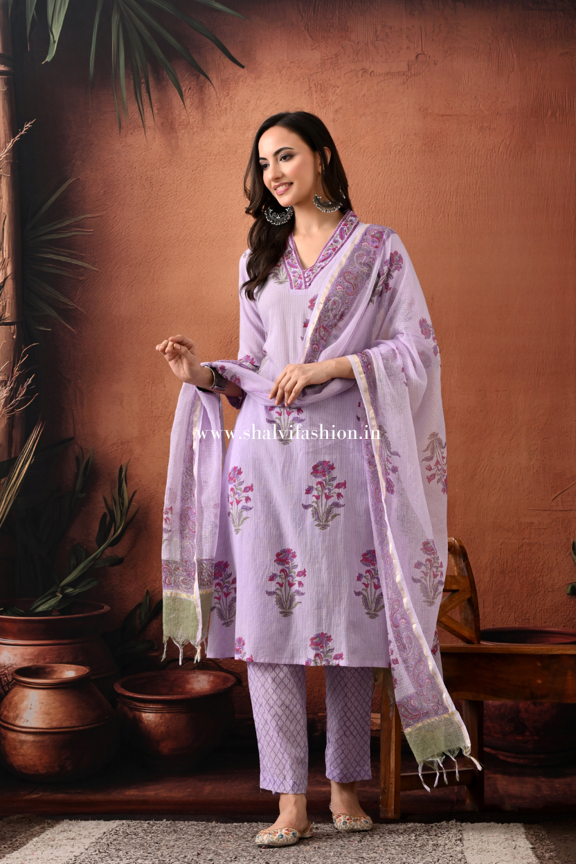 Shop jaipuri print cotton suits with kota dupatta (CSS384)