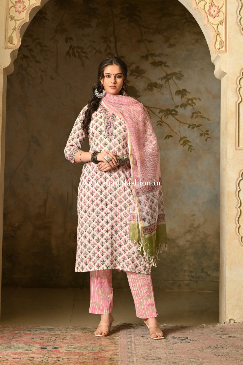 Shop sanganeri hand block print cotton suits online shopping (CSS410)