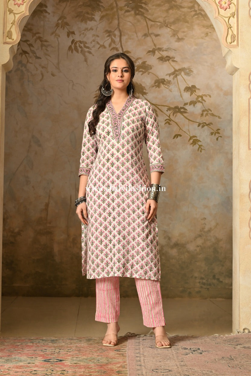 Shop sanganeri hand block print cotton suits online shopping (CSS410)