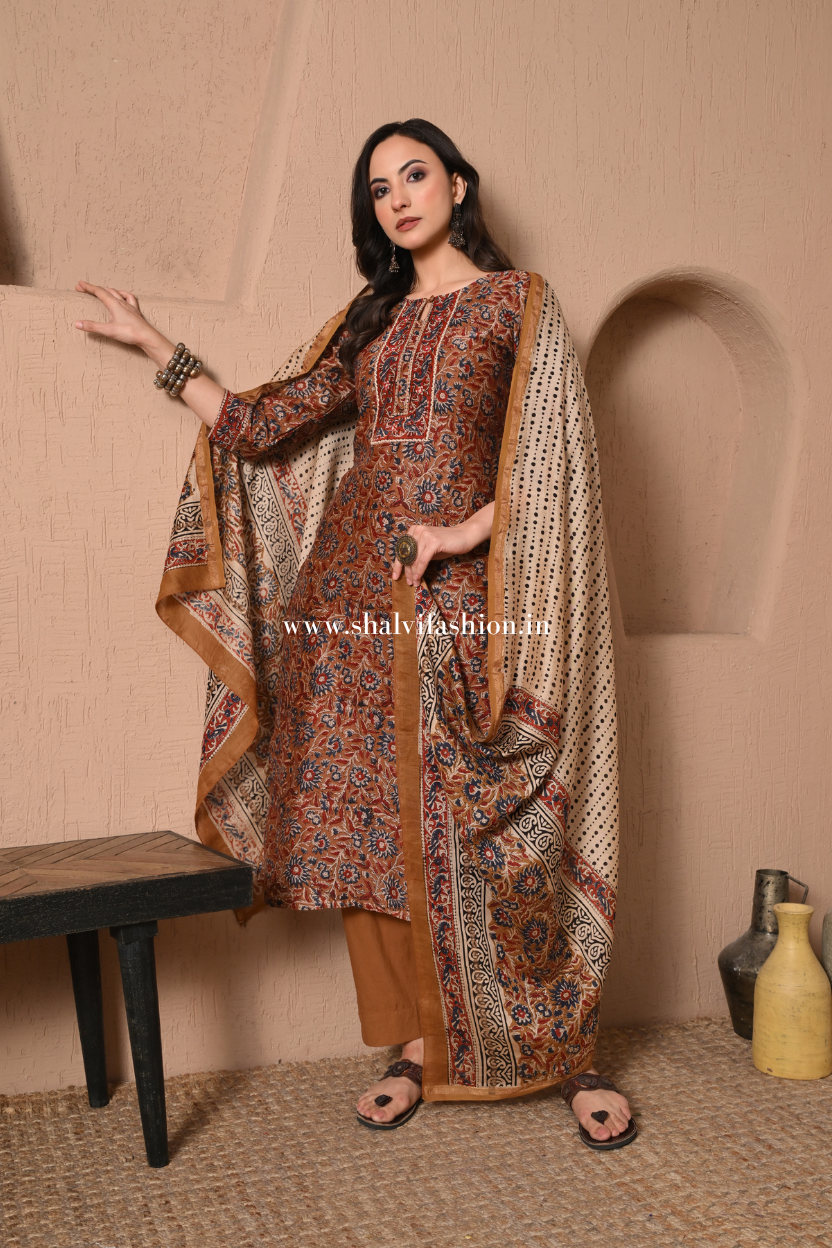 Sehera Hand Block Print Chanderi Silk Suit Set (CSS440)
