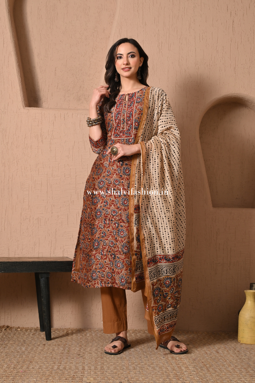 Shop hand block printed chanderi silk suits (CSS440)