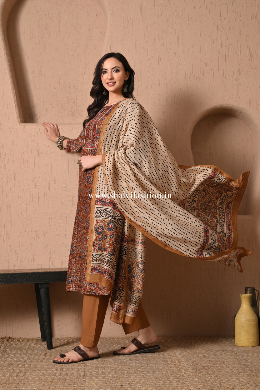 Shop hand block printed chanderi silk suits (CSS440)
