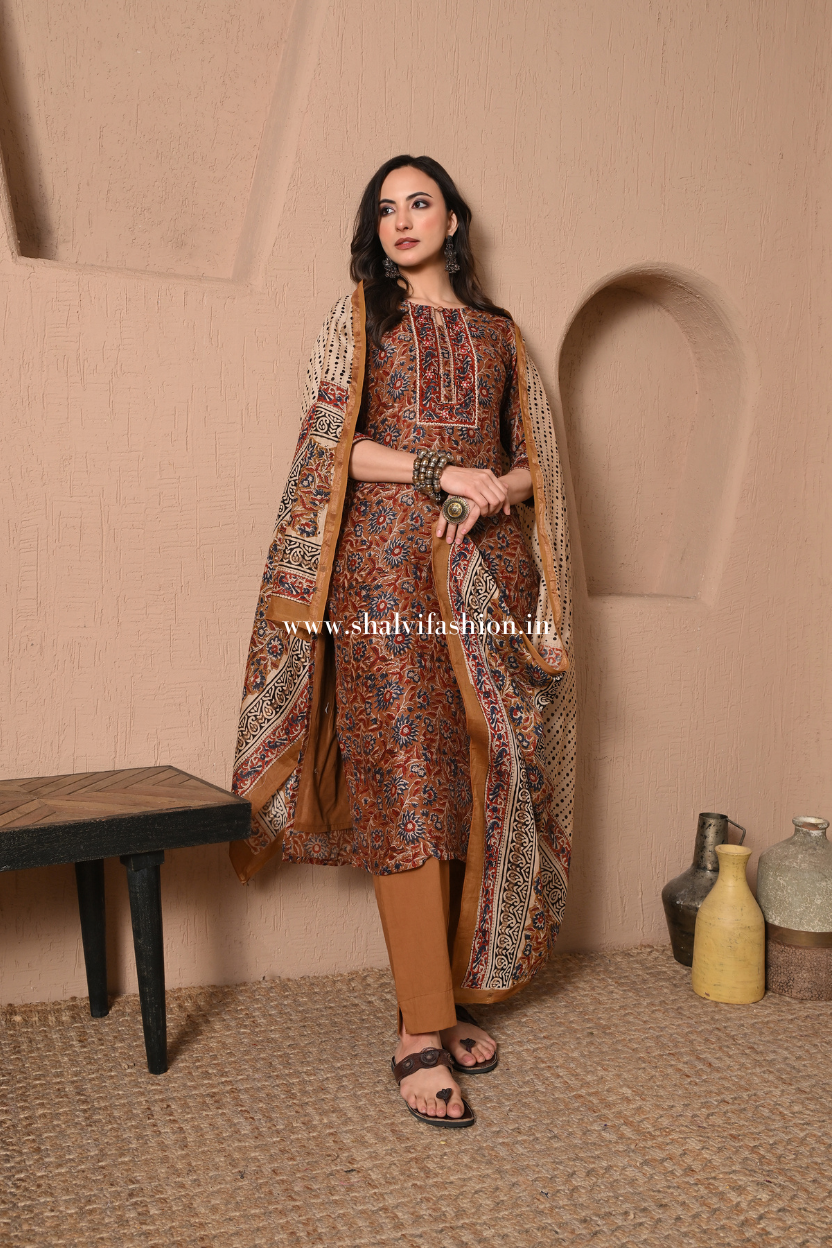 Shop hand block printed chanderi silk suits (CSS440)