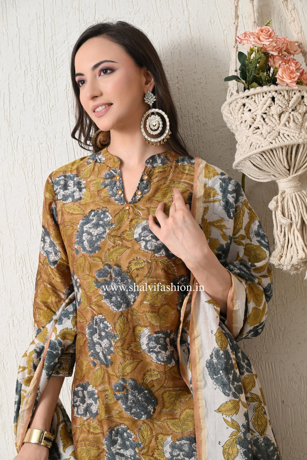 Shop hand block printed chanderi silk suits (CSS444)