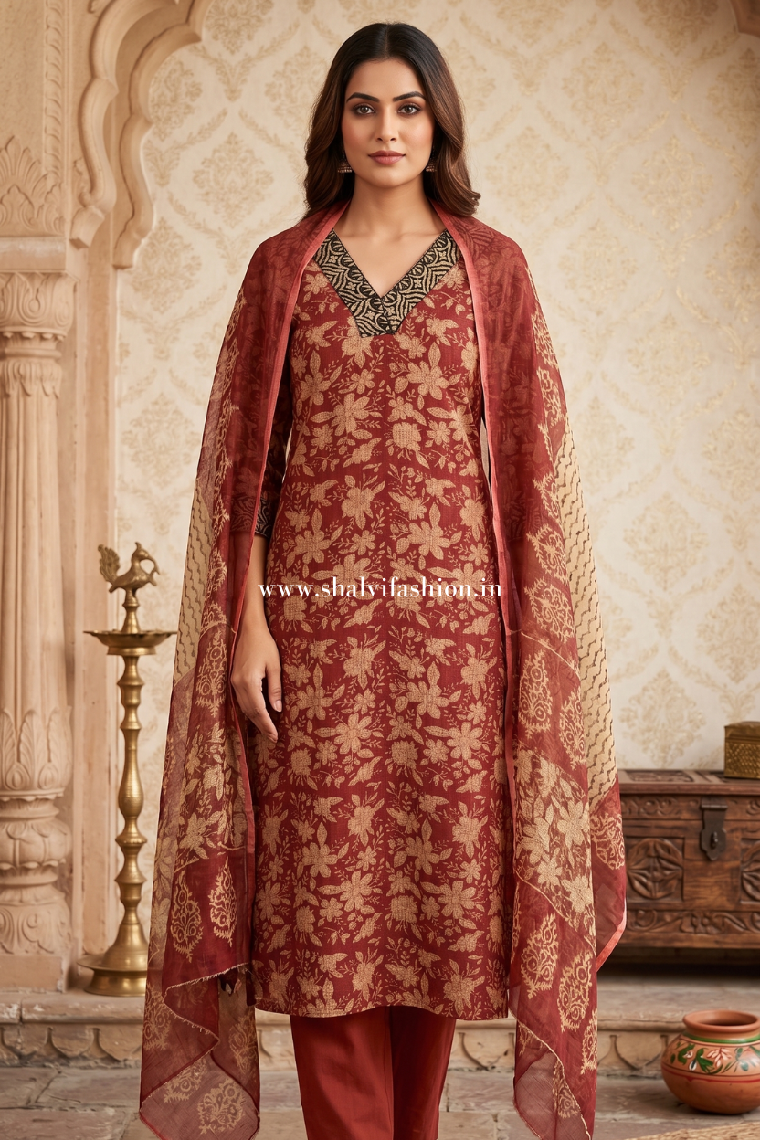 Shop block print kota doria suits online(CSS452)
