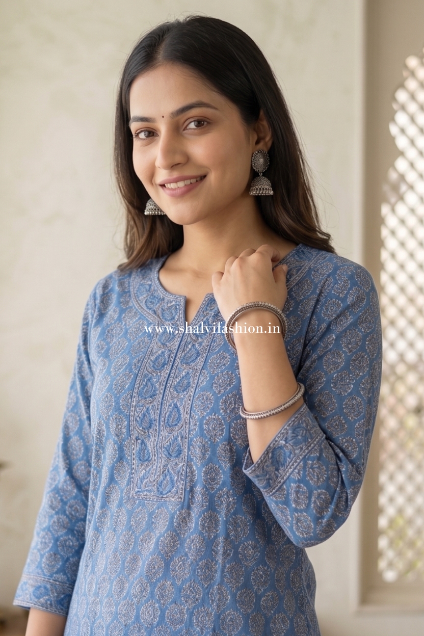 Gulzar Hand Block Print Kota Doria Suit Set (CSS467)