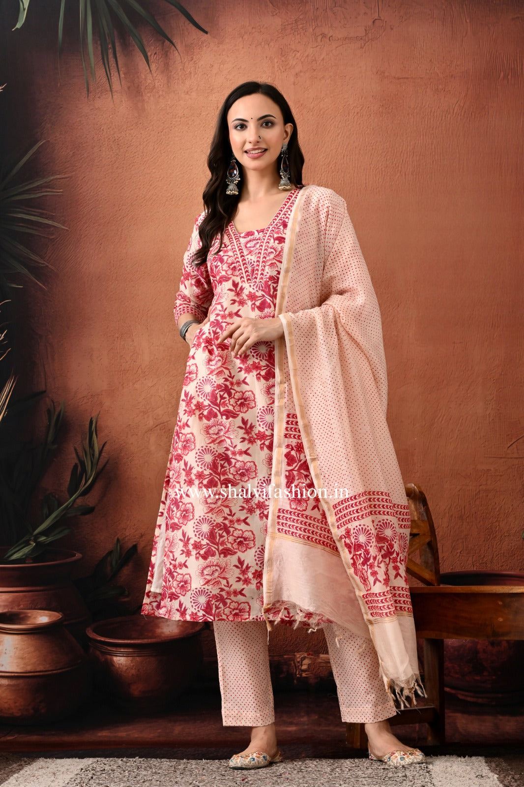 Shop hand block print chanderi silk suits (CSS468)