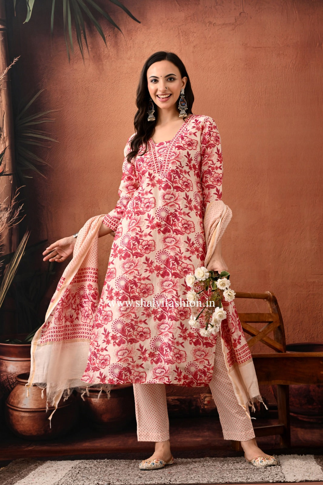 Shop hand block print chanderi silk suits (CSS468)