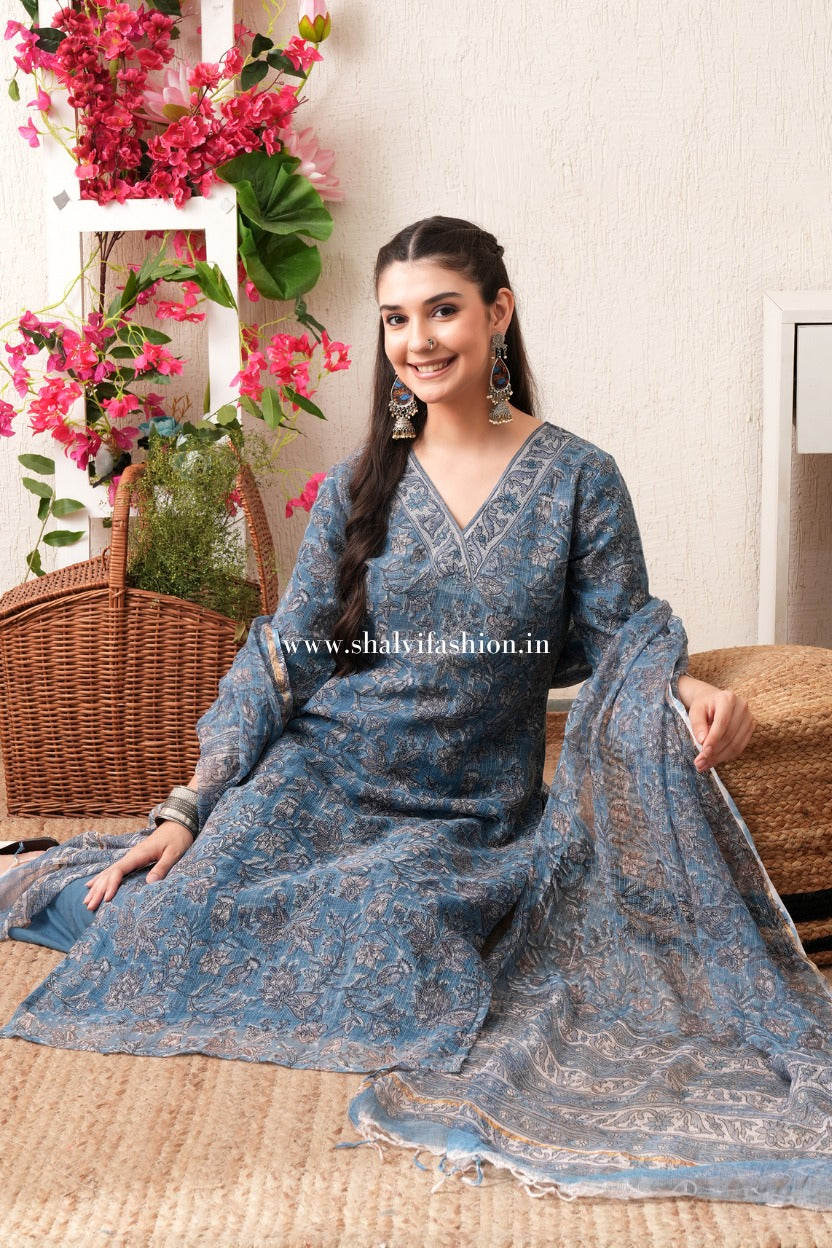 Shop hand block print kota doria suits online shopping (CSS472)