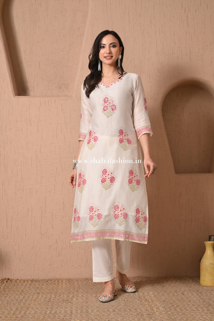 Shop buta hand block print chanderi silk suits (CSS494)