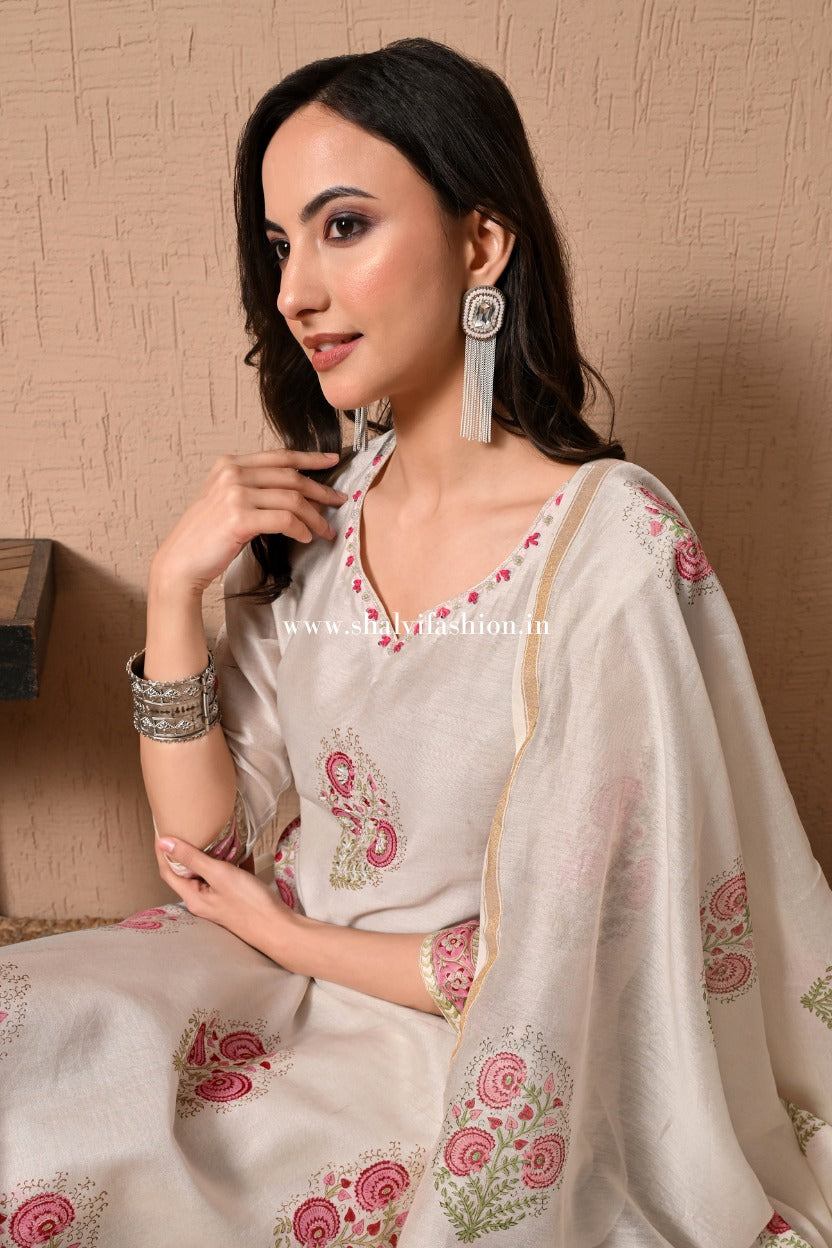 Shop buta hand block print chanderi silk suits (CSS494)