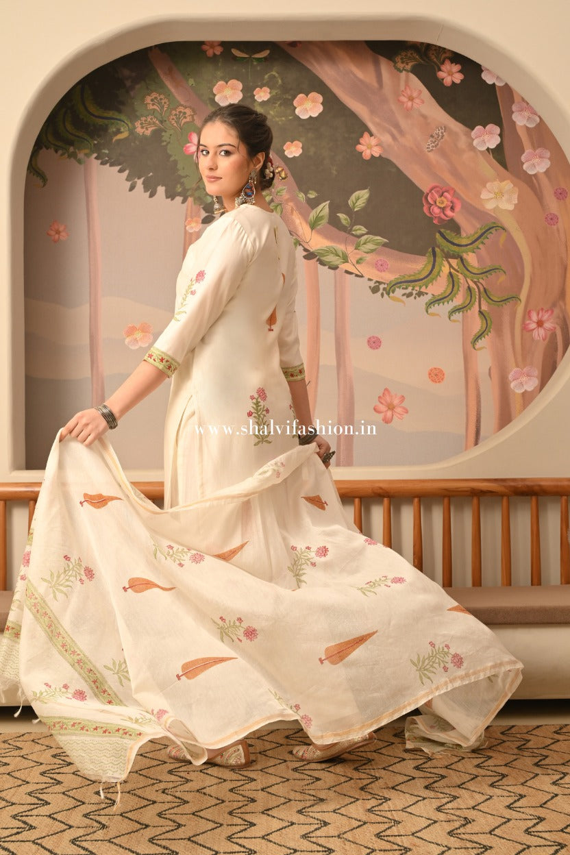 Shop buta hand block print chanderi silk suits online (CSS495)