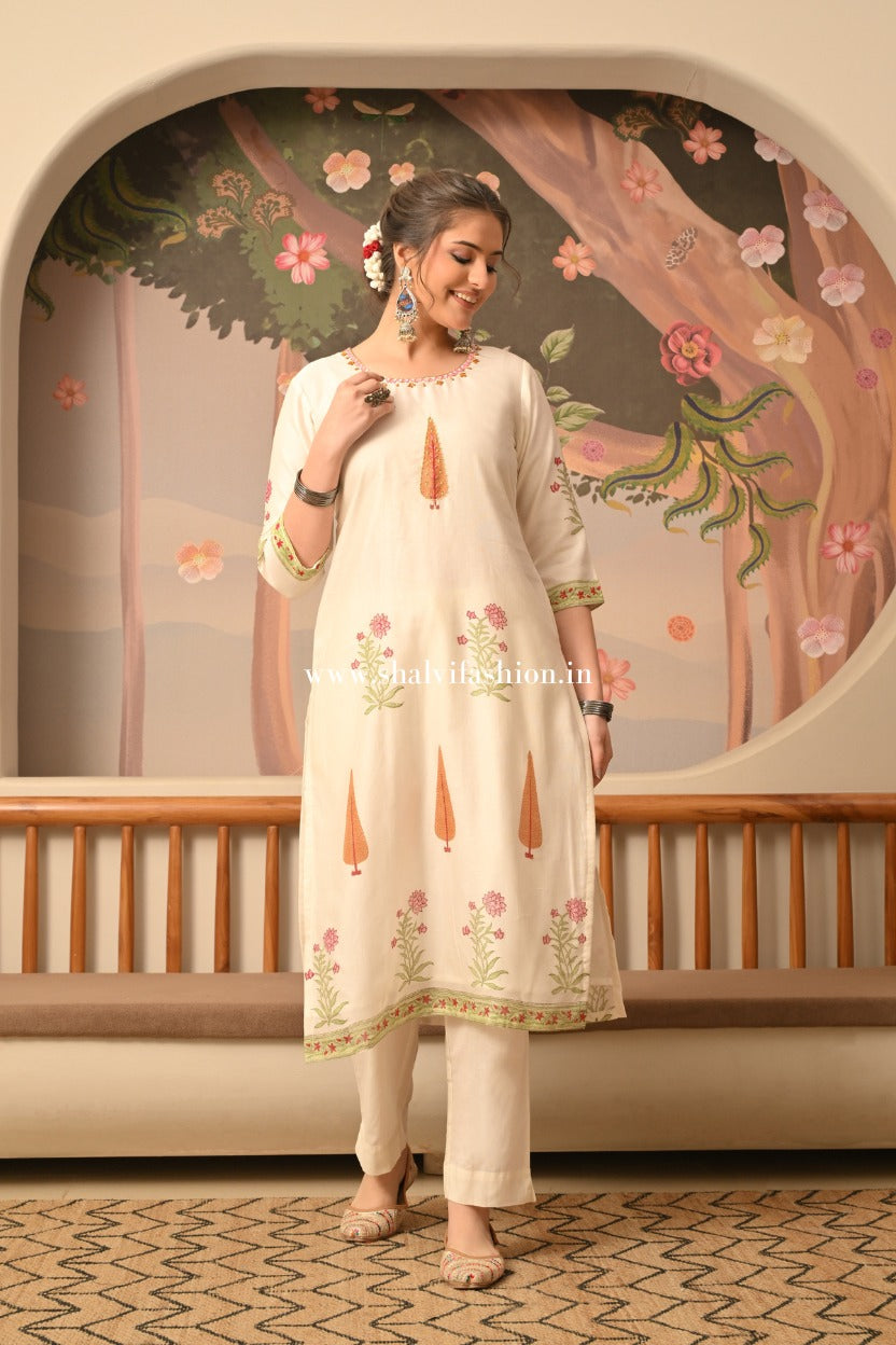 Shop buta hand block print chanderi silk suits online (CSS495)