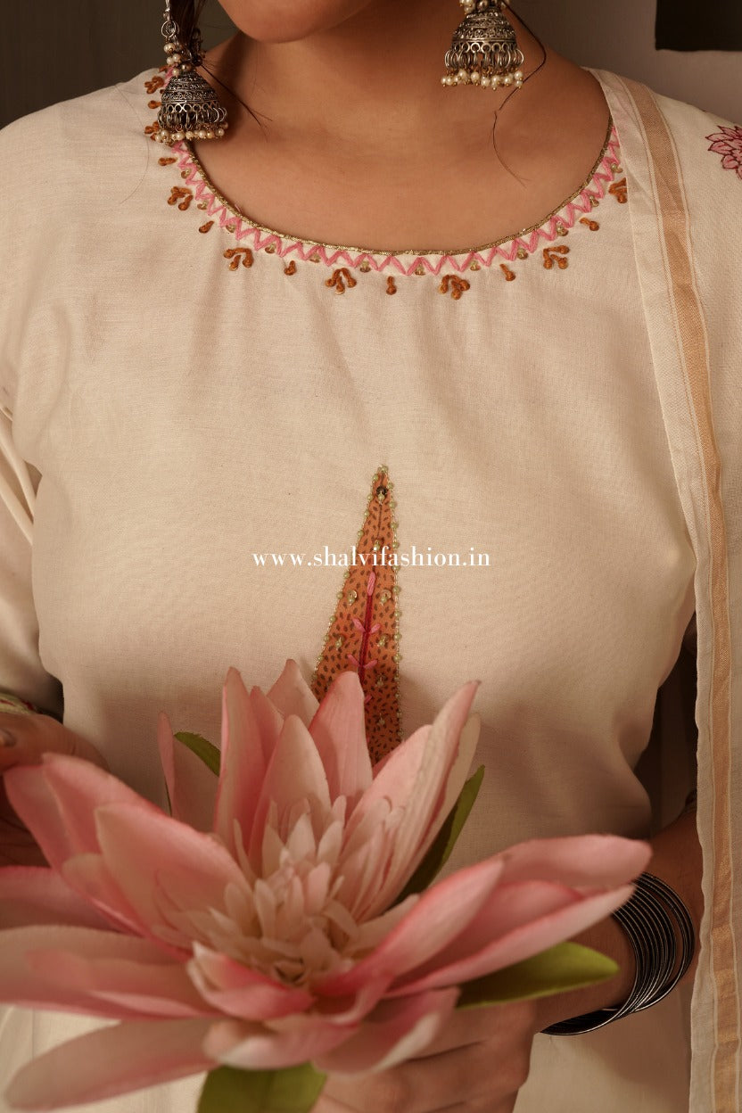 Shop buta hand block print chanderi silk suits online (CSS495)