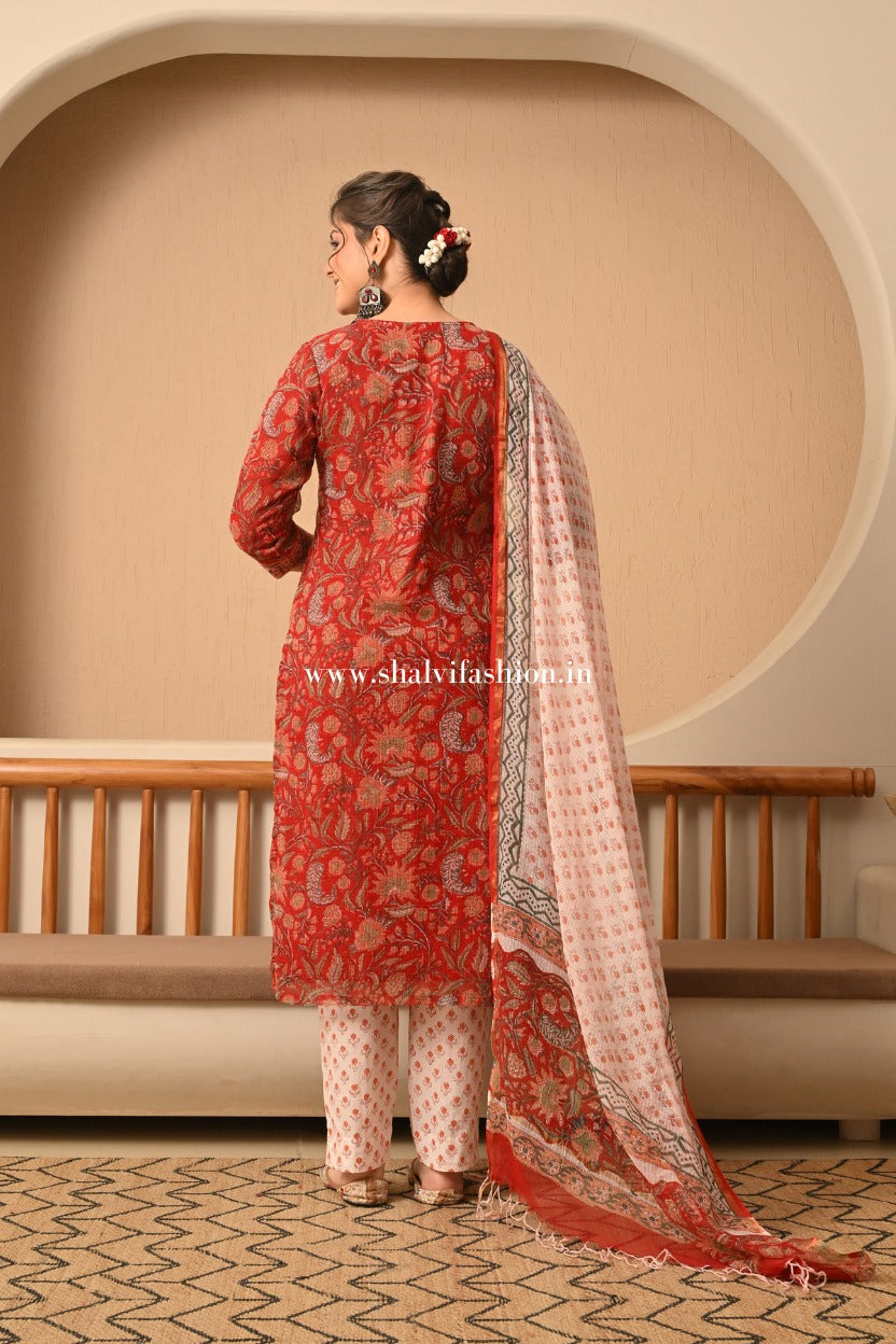 Shop block printed kota doria suits online (CSS502)