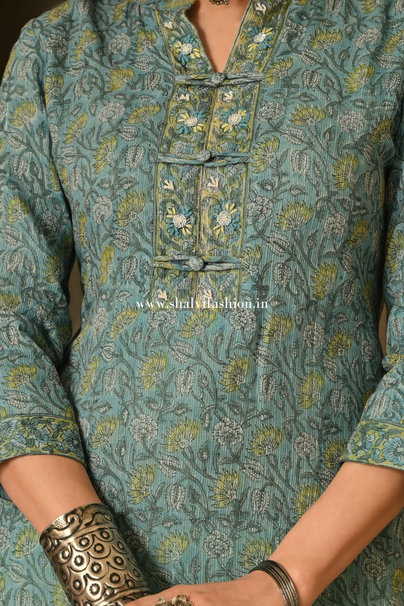 Shop block printed kota doria suits online shopping (CSS503)