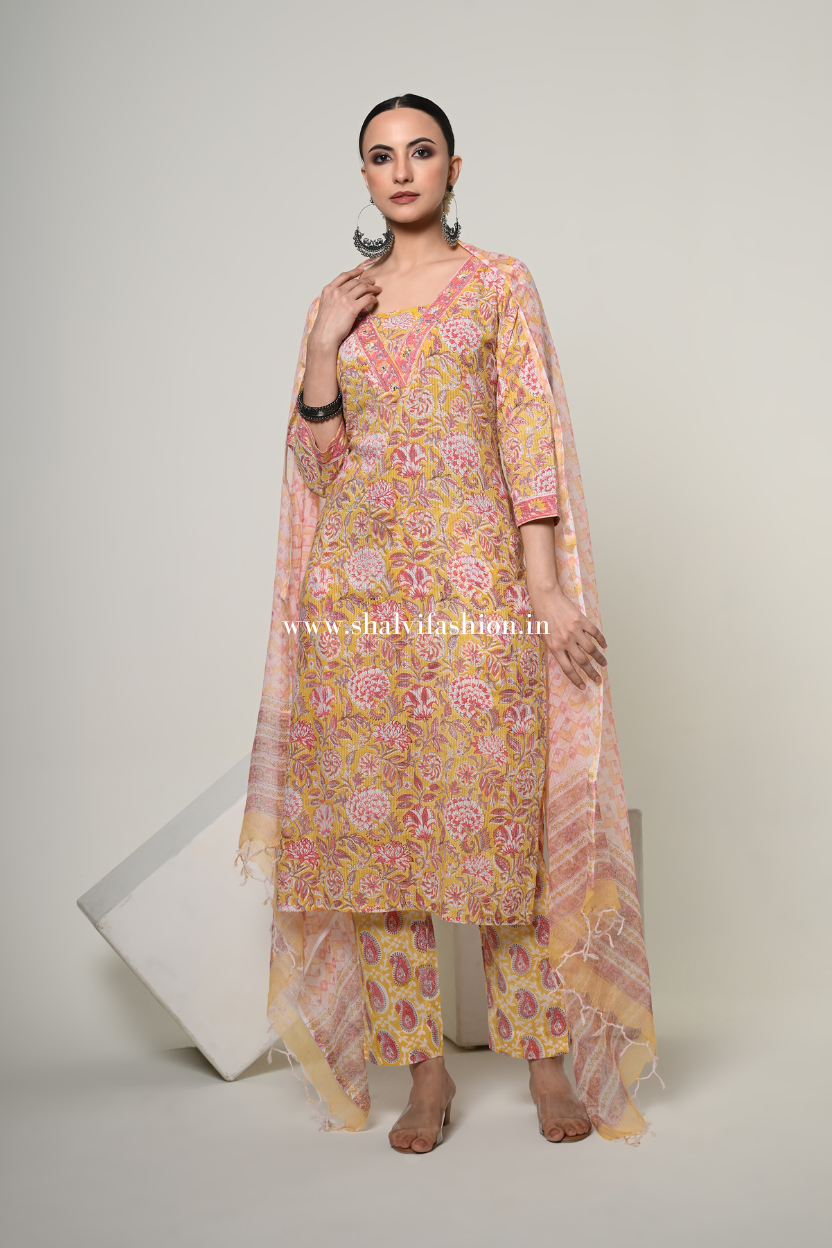 Shop hand block printed cotton suits online (CSS506)