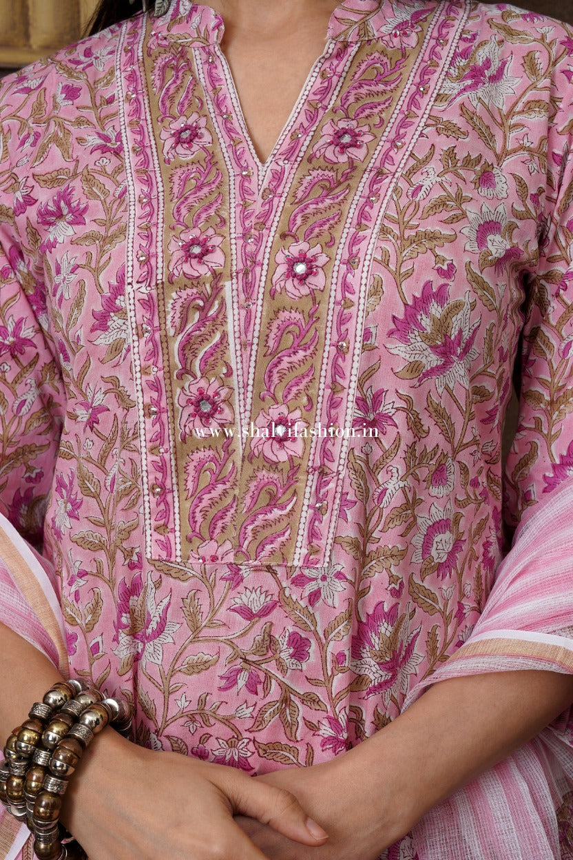 Shop hand block printed cotton suits online shopping (CSS509)