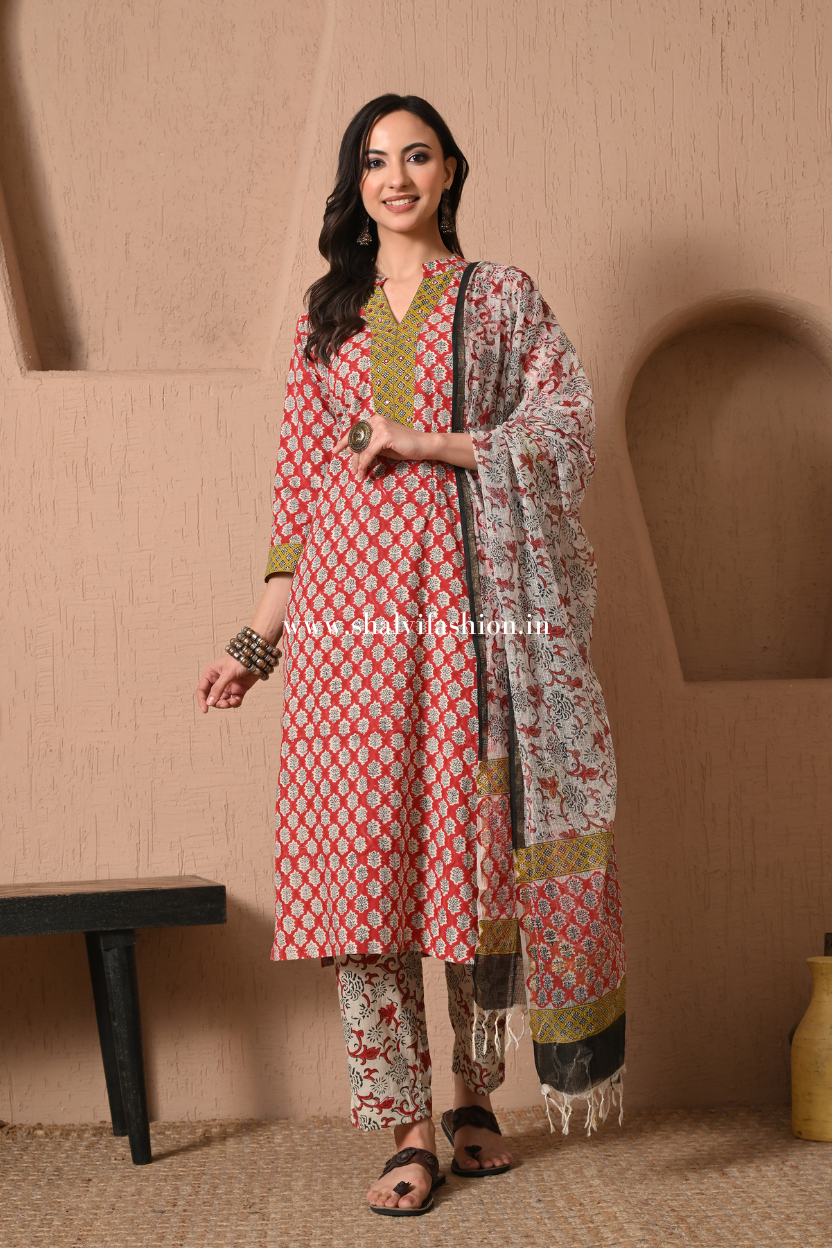 Shop jaipuri block printed cotton suits online shopping (CSS513)