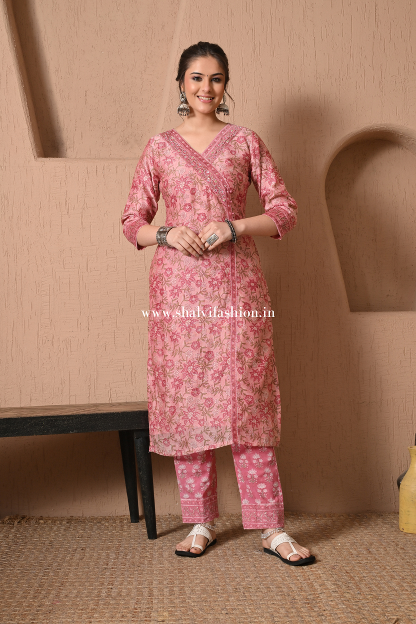 Shop hand block print chanderi silk suits online (CSS515)