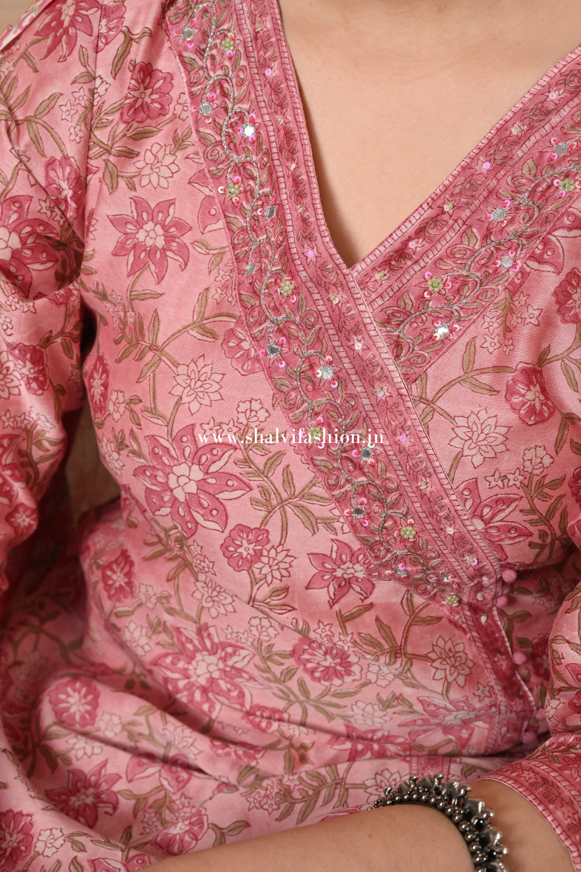 Shop hand block print chanderi silk suits online (CSS515)