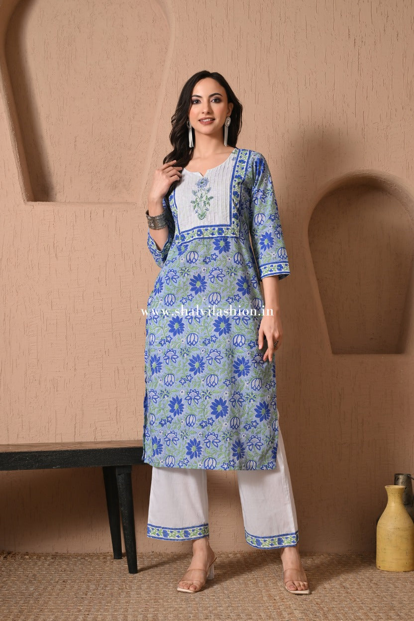 Shop jaipuri block printed cotton suits with doria online shopping (CSS526)
