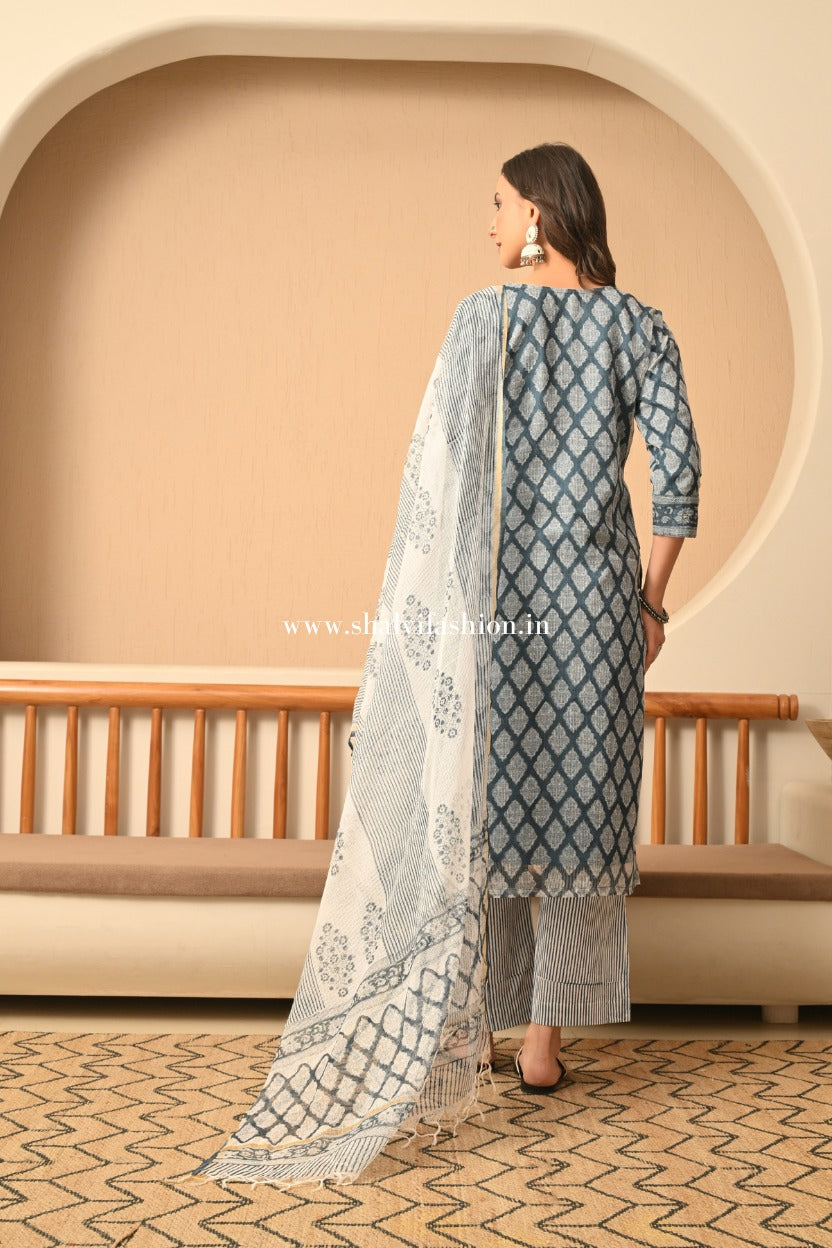 Shop jaipuri hand block print kota doria suits online (CSS529)