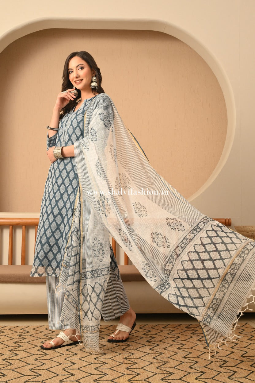 Shop jaipuri hand block print kota doria suits online (CSS529)