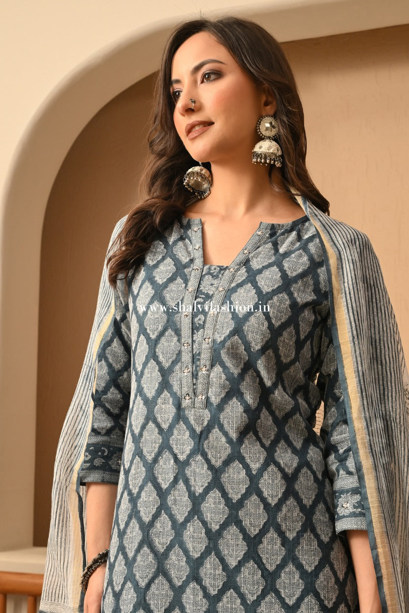 Shop jaipuri hand block print kota doria suits online (CSS529)