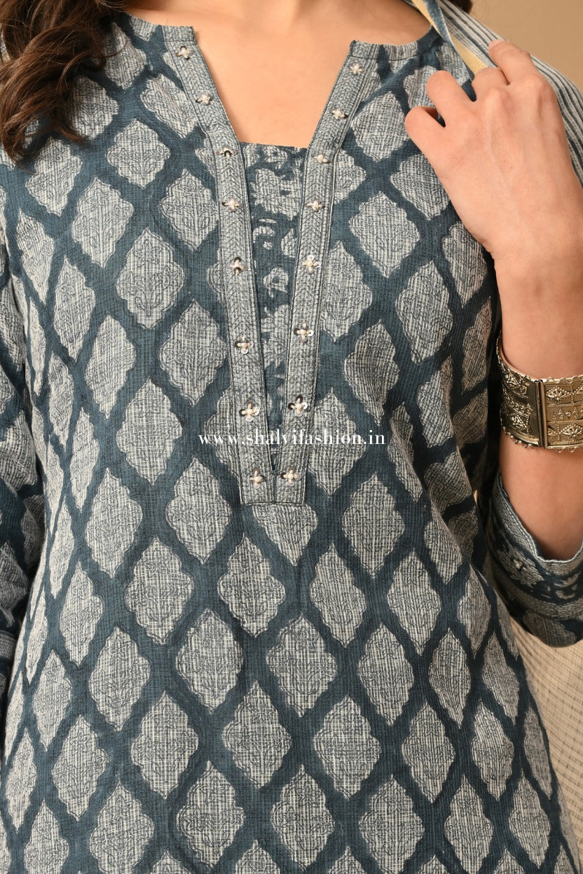 Shop jaipuri hand block print kota doria suits online (CSS529)