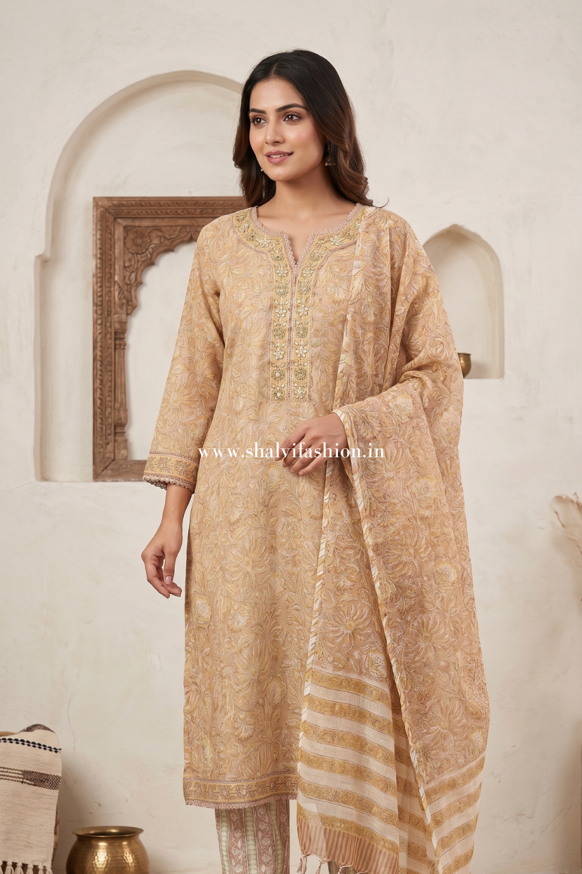 Shop hand block print kota doria suits online (CSS530)