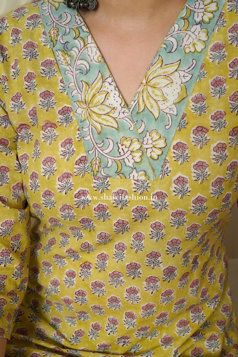 Shop hand block print cotton two piece sets online (CSS543)