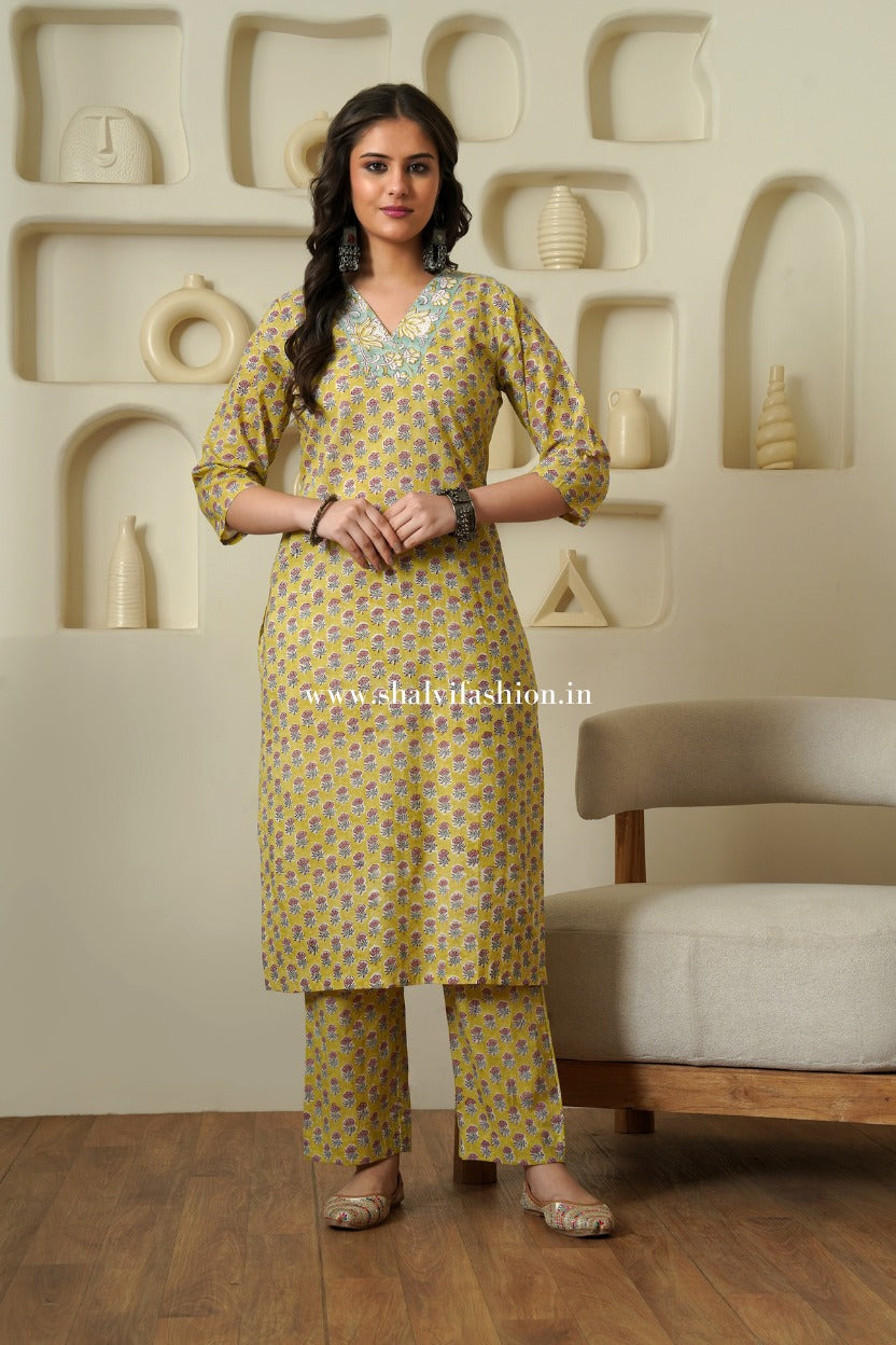 Shop hand block print cotton two piece sets online (CSS543)