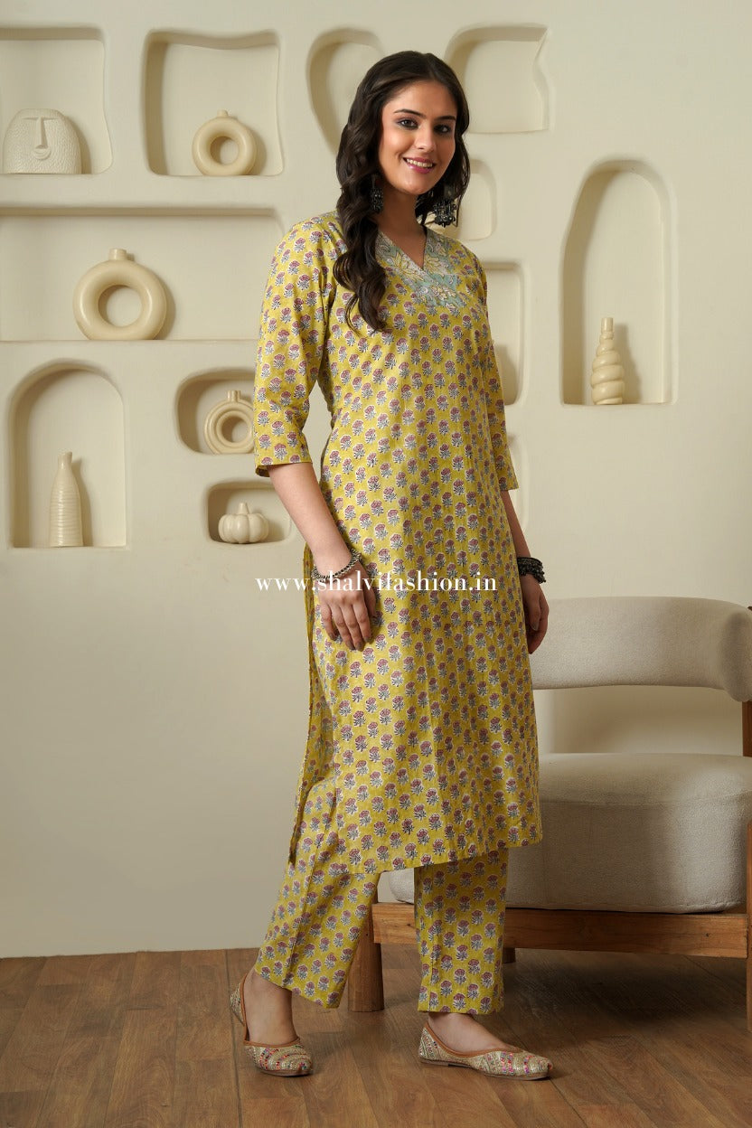 Shop hand block print cotton two piece sets online (CSS543)