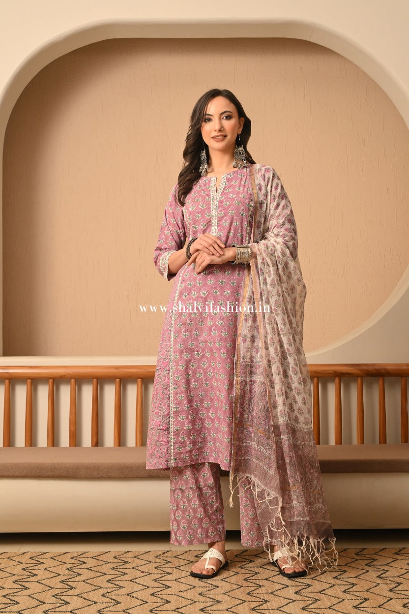 Shop hand block print cotton suits online shopping (CSS548)