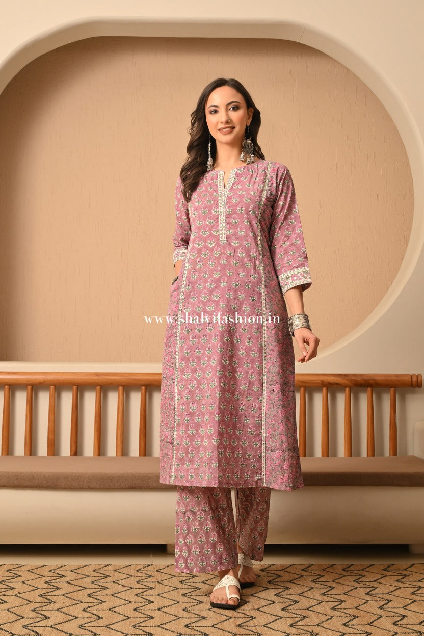 Shop hand block print cotton suits online shopping (CSS548)
